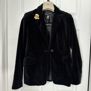 New York & Company Black Velvet Single-Button Blazer